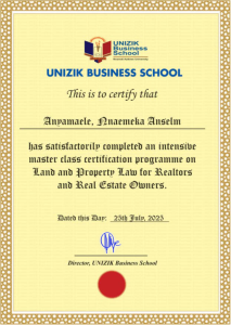 nnaemeka anselm real estate nigeria certificate 25